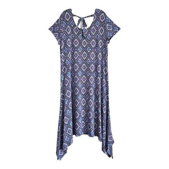 CHICO'S 3 Women XL 16 18 Midi Dress Jersey Diamond Pattern Fishtail Hem Bust 46" - Picture 6 of 6